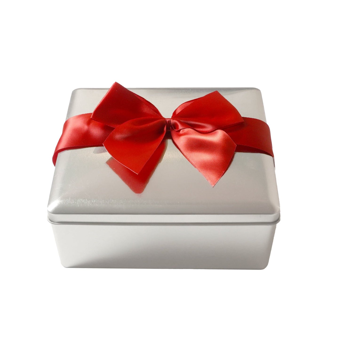 Platinum Tin with Red Bow